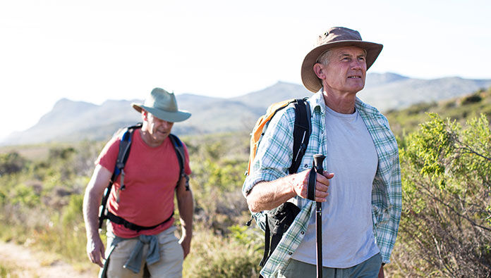 Two men on a hike Two men on a hike